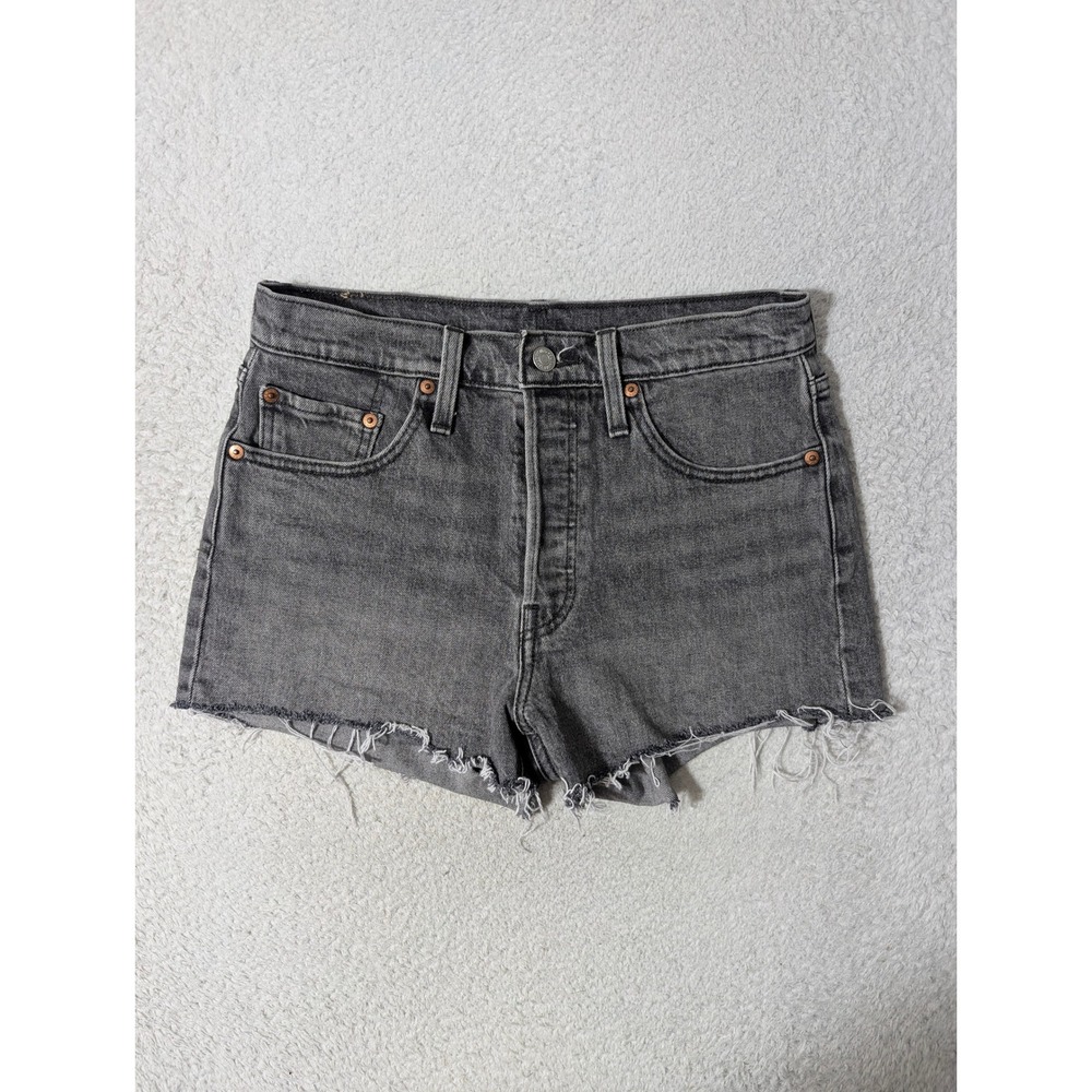 Levi's Shorts Women 28 Gray 29/3 501 Original High Rise Cut Off Frayed Stretch